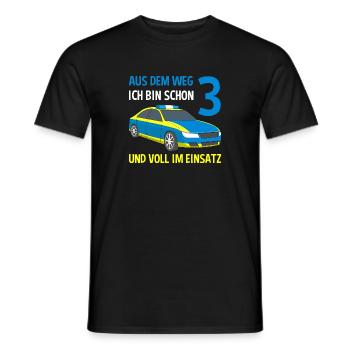 Polizist Einsatzleiter 3. Geburtstag Polizeiauto - Männer T-Shirt - Schwarz - Vorne - AI Model Male 178 light (178cm)