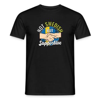 Pas suédois mais voyageur du pays qui vous soutient - T-shirt homme - noir - Devant - AI Model Male 178 light (178cm)
