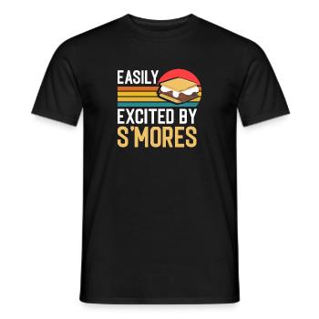 Funny Easily Excited By Smores Retro Marshmallow V - Männer T-Shirt - Schwarz - Vorne - AI Model Male 178 light (178cm)