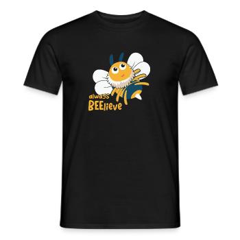 always beelieve Bee Funny Animal Puns - Men's T-Shirt - black - Front - AI Model Male 178 light (178cm)