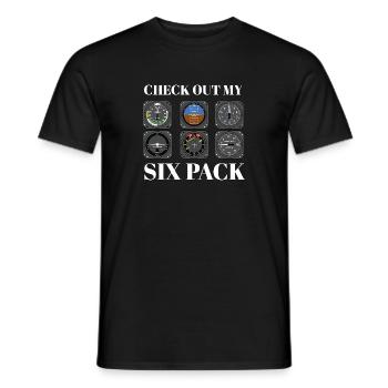 Funny Pilot Six Pack Aviation Flight Simulation - Männer T-Shirt - Schwarz - Vorne - AI Model Male 178 light (178cm)