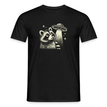 raton laveur mystique avec vaisseau spatial et étoiles - T-shirt homme - noir - Devant - AI Model Male 178 light (178cm)