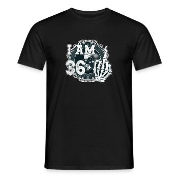 I'm 36 plus 1 middle finger Skull funny 37th - Men's T-Shirt - black - Front - AI Model Male 178 light (178cm)