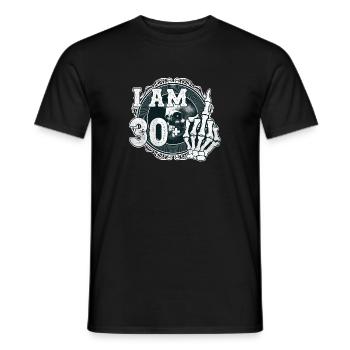 I'm 30 plus 1 middle finger Skull funny 31st - Men's T-Shirt - black - Front - AI Model Male 178 light (178cm)