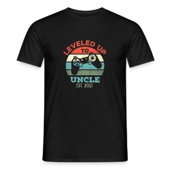 Level Up To Uncle Gamer Zocken New Uncle - Men's T-Shirt - black - Front - AI Model Male 178 light (178cm)