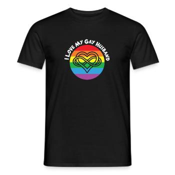 LBGT Flag Gay Pride Human J’aime mon mari gay - T-shirt homme - noir - Devant - AI Model Male 178 light (178cm)
