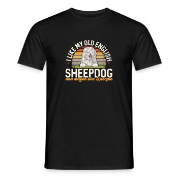 Vieux chien de berger anglais Sheepie Bobtail - T-shirt homme - noir - Devant - AI Model Male 178 light (178cm)