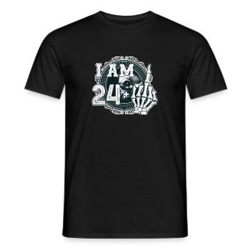 I'm 24 plus 1 middle finger Skull funny 25th - Men's T-Shirt - black - Front - AI Model Male 178 light (178cm)