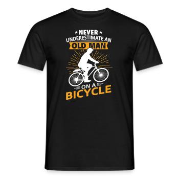 Old Man Biking Underestimate Bike Fun - Men's T-Shirt - black - Front - AI Model Male 178 light (178cm)