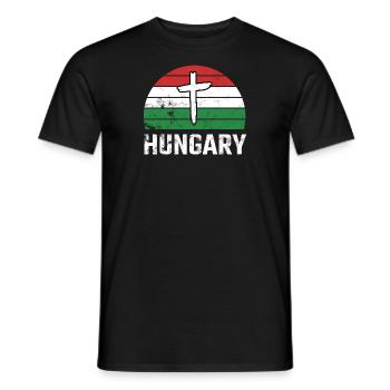 Ungarn Hungary Retro Sun Christlich Christ Ungarin - Männer T-Shirt - Schwarz - Vorne - AI Model Male 178 light (178cm)