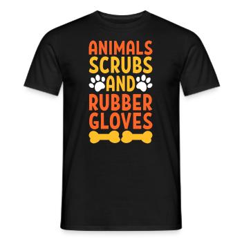 Animal Scrubs And Rubber Gloves Veterinärassistent - Männer T-Shirt - Schwarz - Vorne - AI Model Male 178 light (178cm)