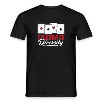 Celebrate Diversity Playing Cards Bluff Poker Card - Men's T-Shirt - black - Front - AI Model Male 178 light (178cm)