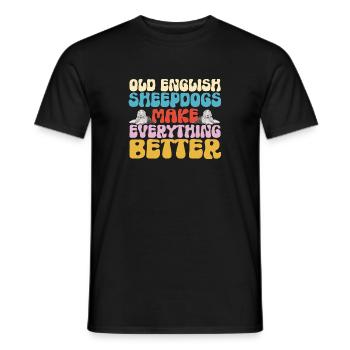 Old English Sheepdog Sheepie Bobtail - Men's T-Shirt - black - Front - AI Model Male 178 light (178cm)