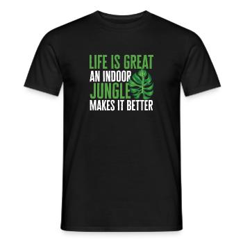 Monstera Deliciosa Albo Plante d’intérieur botanique - T-shirt homme - noir - Devant - AI Model Male 178 light (178cm)