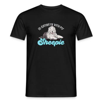 Vieux chien de berger anglais Sheepie Bobtail - T-shirt homme - noir - Devant - AI Model Male 178 light (178cm)