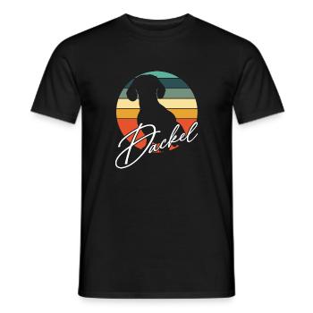 Dackelsilhouetten Dackelgrafik in Vintage Kreis - Männer T-Shirt - Schwarz - Vorne - AI Model Male 178 light (178cm)