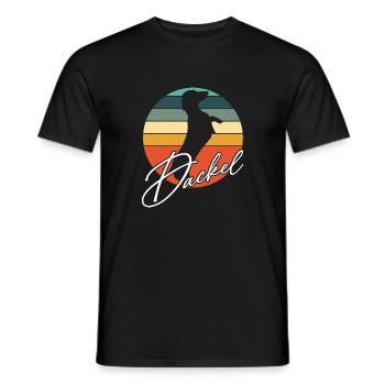 Dackelsilhouetten in Vintage Kreisfläche - Männer T-Shirt - Schwarz - Vorne - AI Model Male 178 light (178cm)