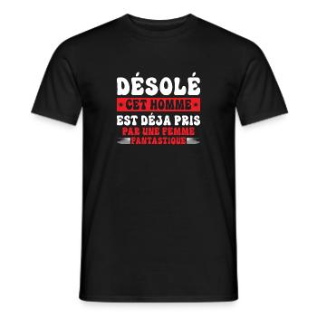 Désolécet homme est déjà rpis - T-shirt homme - noir - Devant - AI Model Male 178 light (178cm)