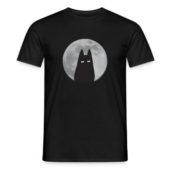 Katze vor Mond - Männer T-Shirt - Schwarz - Vorne - AI Model Male 178 light (178cm)