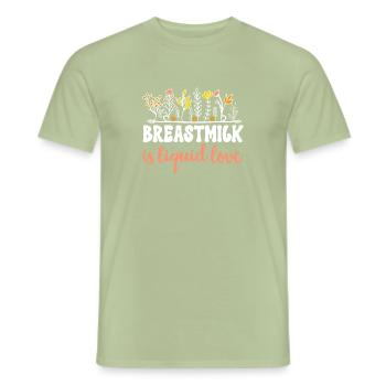 Consultante en lactation IBCLC - T-shirt homme - vert sauge - Devant - AI Model Male 178 light (178cm)