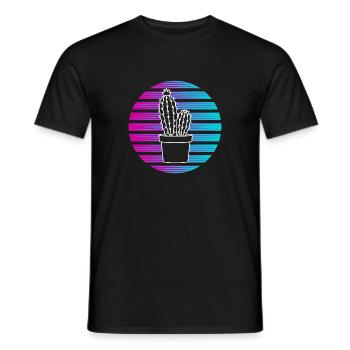 Retro succulent plant succulent plant gift cactus plant - Men's T-Shirt - black - Front - AI Model Male 178 light (178cm)