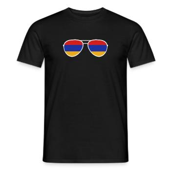 Armenia Armenien Sonnenbrille Armenian Flagge Flag - Männer T-Shirt - Schwarz - Vorne - AI Model Male 178 light (178cm)