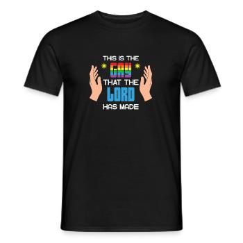 LBGT Flag Gay Pride C’est le Gay que le Seigneur - T-shirt homme - noir - Devant - AI Model Male 178 light (178cm)