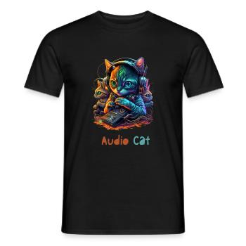 Audio Cat - Männer T-Shirt - Schwarz - Vorne - AI Model Male 178 light (178cm)