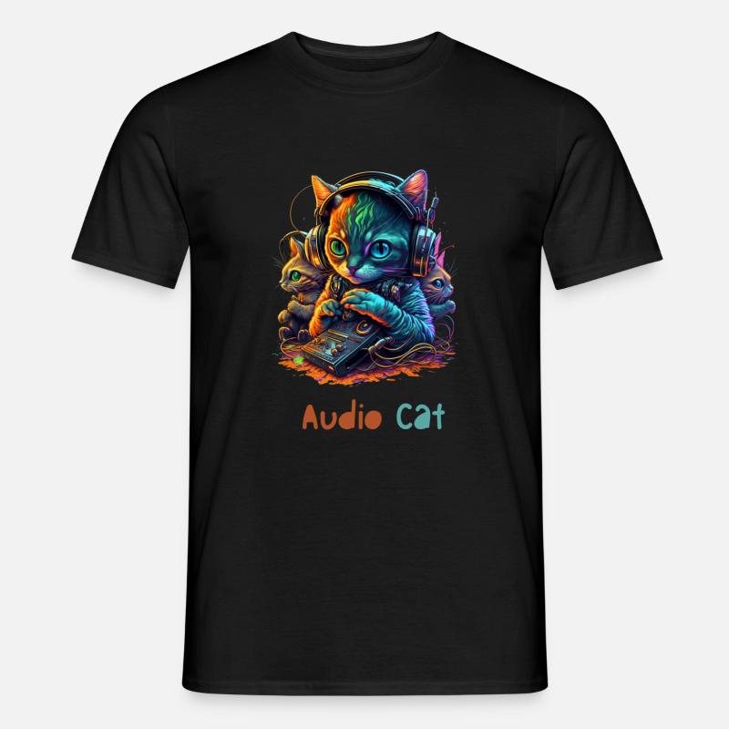Audio Cat - Männer T-Shirt - Schwarz