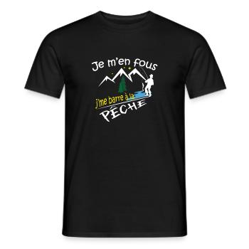 Je m'en fous j'me barre à la pêche, humour, cadeau - T-shirt homme - noir - Devant - AI Model Male 178 light (178cm)