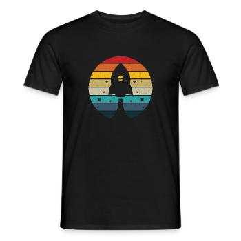 Rocket retro sunset liftoff water rocket and model - Men's T-Shirt - black - Front - AI Model Male 178 light (178cm)