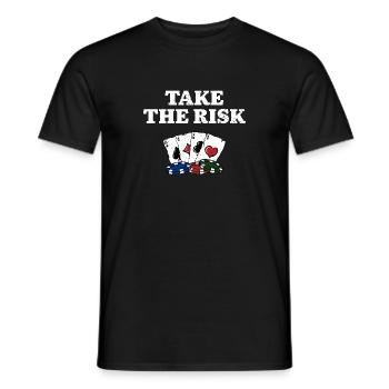 Take the Risk Gambler Poker Gambling Poker Player - Men's T-Shirt - black - Front - AI Model Male 178 light (178cm)