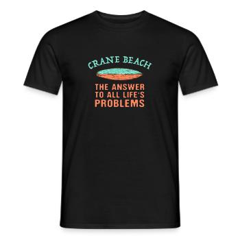 Crane Beach Answer To All Life's Problems Surfing - Men's T-Shirt - black - Front - AI Model Male 178 light (178cm)