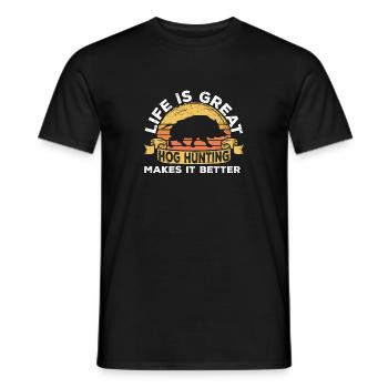 Chasse au sanglier chasseur sanglier - T-shirt homme - noir - Devant - AI Model Male 178 light (178cm)