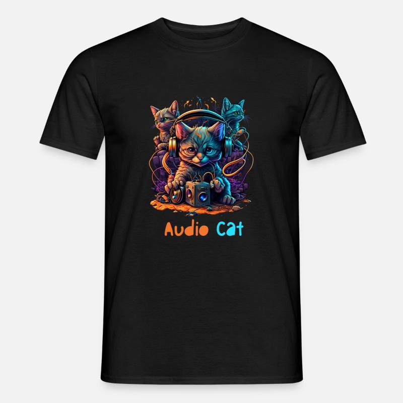 Audio Cat - Männer T-Shirt - Schwarz