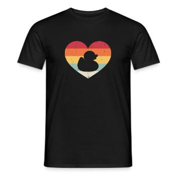 Vintage Heart Rubber Duck Duckling Duckie Retro - Men's T-Shirt - black - Front - AI Model Male 178 light (178cm)