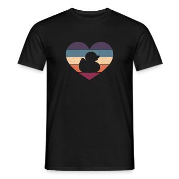 Retro Duckling Duckie Rubber Duck Vintage Heart - Men's T-Shirt - black - Front - AI Model Male 178 light (178cm)