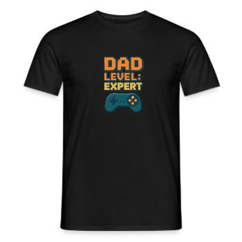 Niveau papa : Expert – Contrôleur - T-shirt homme - noir - Devant - AI Model Male 178 light (178cm)
