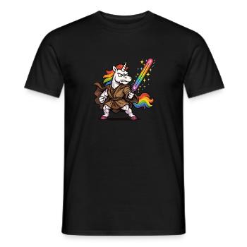 Glitzernder Einhorn Laser-Mönch - Männer T-Shirt - Schwarz - Vorne - AI Model Male 178 light (178cm)