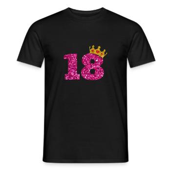 Glitter 2002 18 Jahre Geburtstag Pailletten Krone - Männer T-Shirt - Schwarz - Vorne - AI Model Male 178 light (178cm)