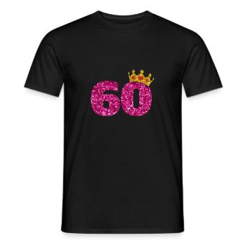 Glitter 1960's 60 years birthday sequin crown - Men's T-Shirt - black - Front - AI Model Male 178 light (178cm)
