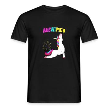 Breathe Inhale Unicorn Yoga Unicorn Fitness Fan - Men's T-Shirt - black - Front - AI Model Male 178 light (178cm)