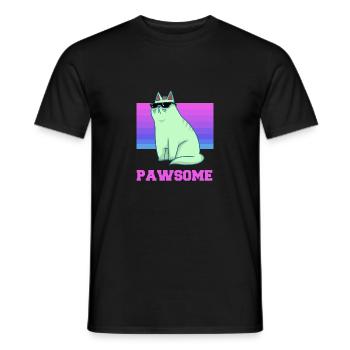 Cat - Sunglasses - Cool - Kitten - Paw - Men's T-Shirt - black - Front - AI Model Male 178 light (178cm)