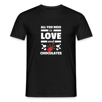 Mignon tout ce que vous avez besoin est T-shirt d'amour et de chocolats - T-shirt homme - noir - Devant - AI Model Male 178 light (178cm)