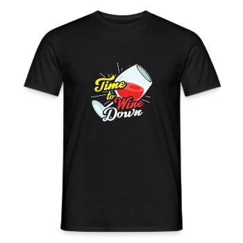 Time To Wine Down Wine Lovers T Shirt Cadeau - T-shirt homme - noir - Devant - AI Model Male 178 light (178cm)