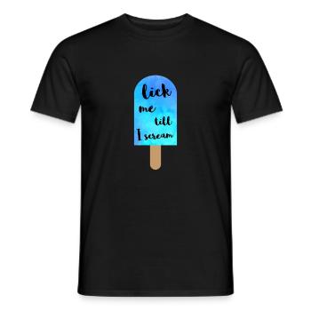 Lèche-moi jusqu'à ce que je crie - été drôle - T-shirt homme - noir - Devant - AI Model Male 178 light (178cm)