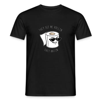 They See Me Rollin - toilet paper - sunglasses - Men's T-Shirt - black - Front - AI Model Male 178 light (178cm)