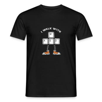 Je marche avec WASD - Marcher - Courir - T-shirt homme - noir - Devant - AI Model Male 178 light (178cm)
