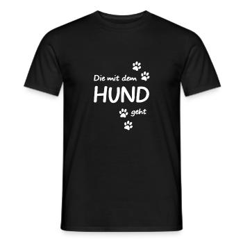 Qui part avec le chien - T-shirt homme - noir - Devant - AI Model Male 178 light (178cm)