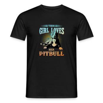 Pitbull chien chien de combat amour fille - T-shirt homme - noir - Devant - AI Model Male 178 light (178cm)